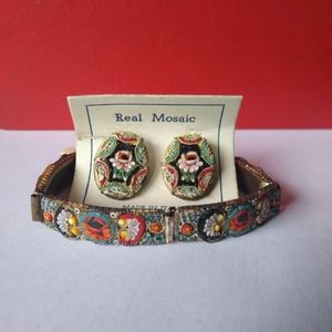 Vintage Italian Micro Mosaic earrings &Bracelet